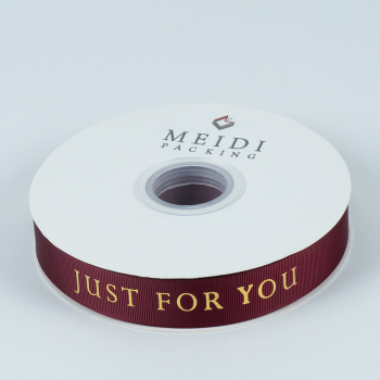 Panglica imprimeu JUST FOR YOU, print gold, latime 2,5cm, lungime 50cm